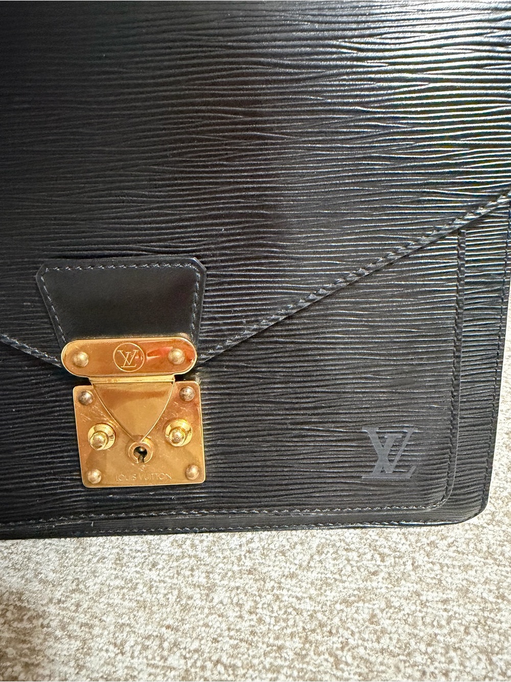 Black Leather Top-Handle Satchel with Gold Hardware - Picture 2 of 9
